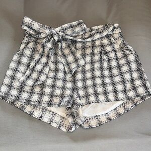 High Waist Plaid Women's Shorts with Bow